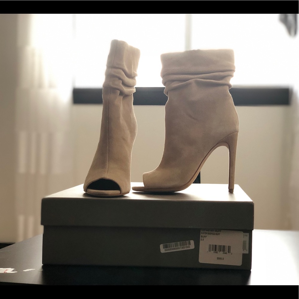 Halston Heritage Sandra Suede Peep toe bootie 35.5